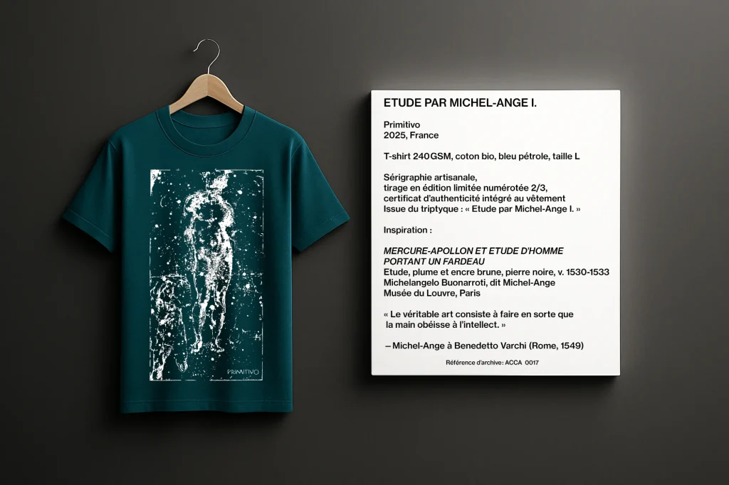 ETUDE PAR MICHEL-ANGE I. 2/3, T-shirt bleu pétrole